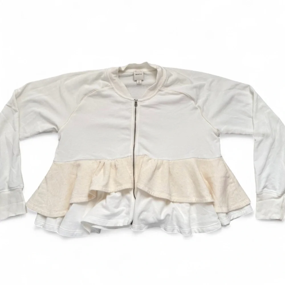 Maeve White Ruffle Zip-Up Jacket - Picture 2 of 7